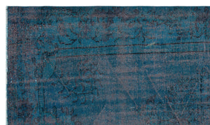 Blue Over Dyed Vintage Rug 5'3'' x 9'1'' ft 161 x 277 cm