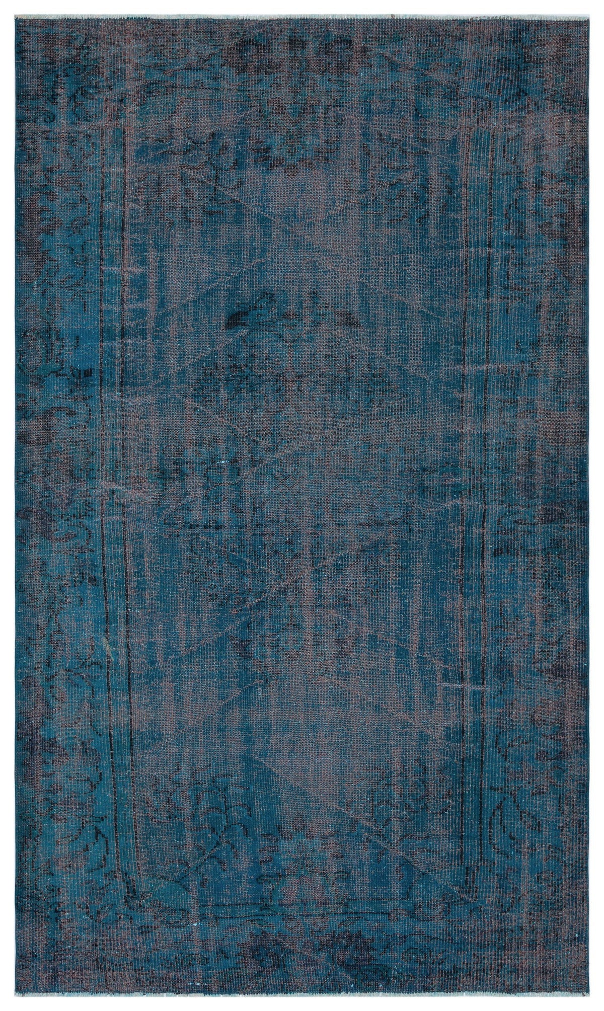 Blue Over Dyed Vintage Rug 5&#39;3&#39;&#39; x 9&#39;1&#39;&#39; ft 161 x 277 cm