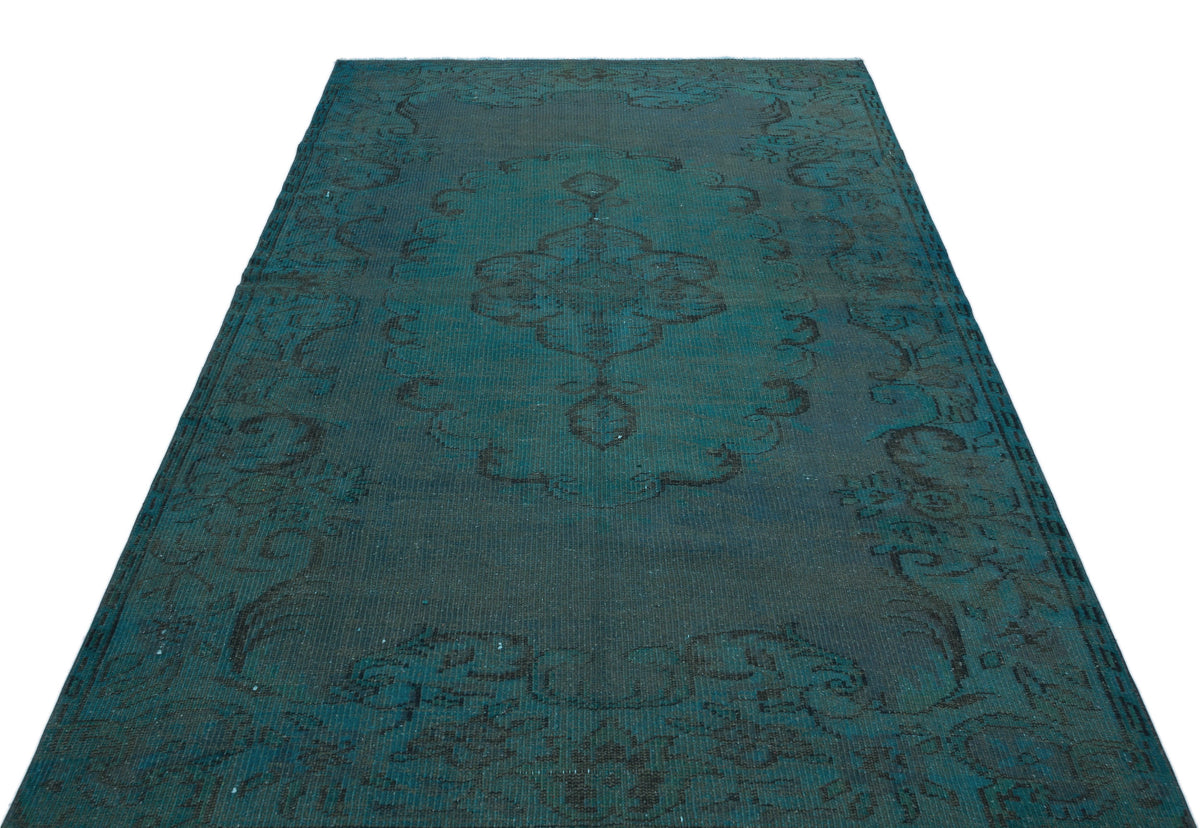 Green Over Dyed Vintage Rug 5&#39;2&#39;&#39; x 8&#39;8&#39;&#39; ft 157 x 263 cm