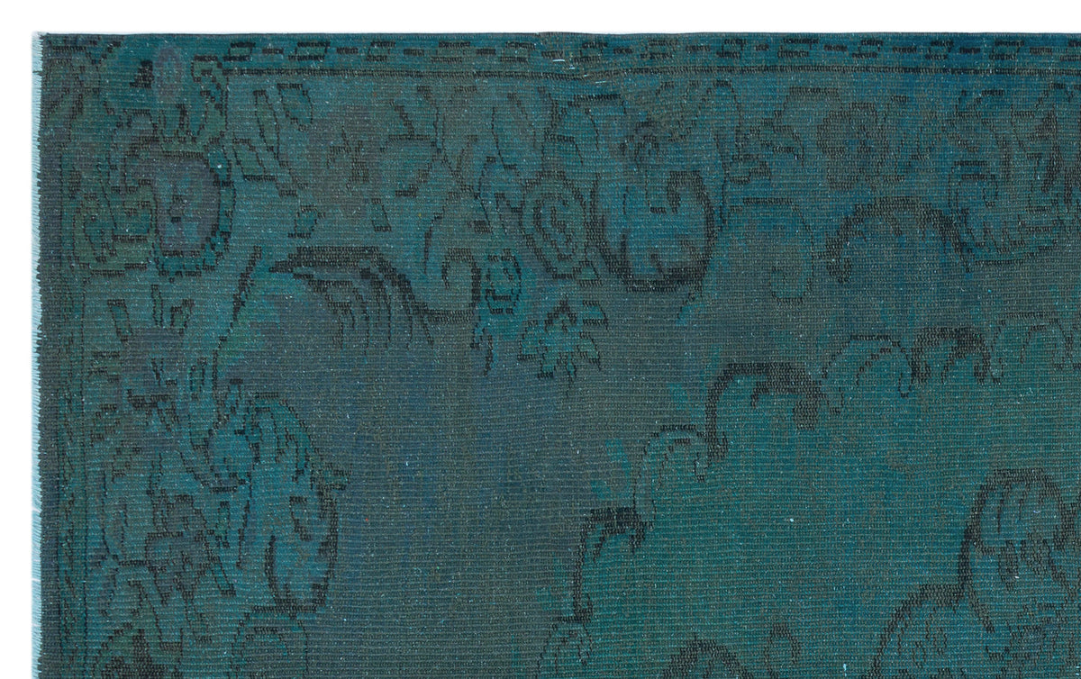 Green Over Dyed Vintage Rug 5&#39;2&#39;&#39; x 8&#39;8&#39;&#39; ft 157 x 263 cm