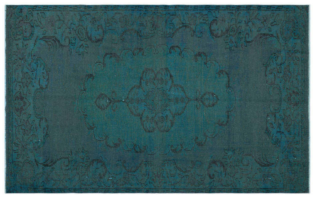 Green Over Dyed Vintage Rug 5'2'' x 8'8'' ft 157 x 263 cm