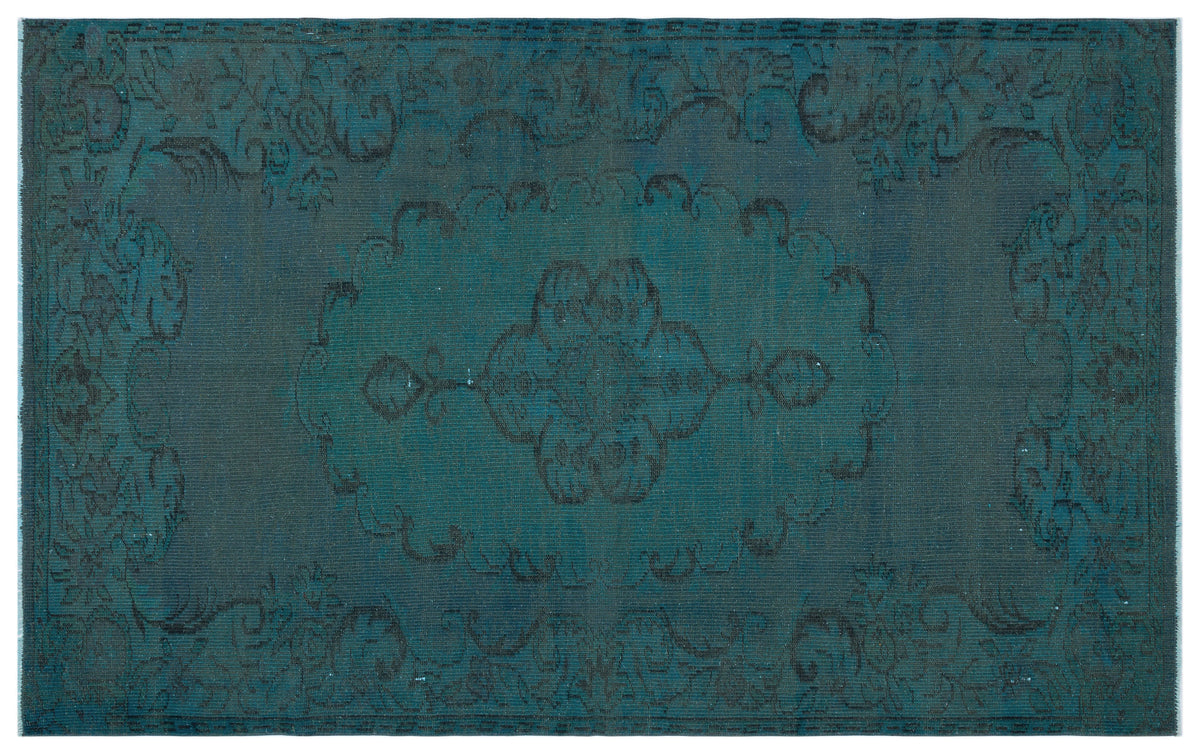 Green Over Dyed Vintage Rug 5&#39;2&#39;&#39; x 8&#39;8&#39;&#39; ft 157 x 263 cm