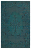 Green Over Dyed Vintage Rug 5'2'' x 8'8'' ft 157 x 263 cm