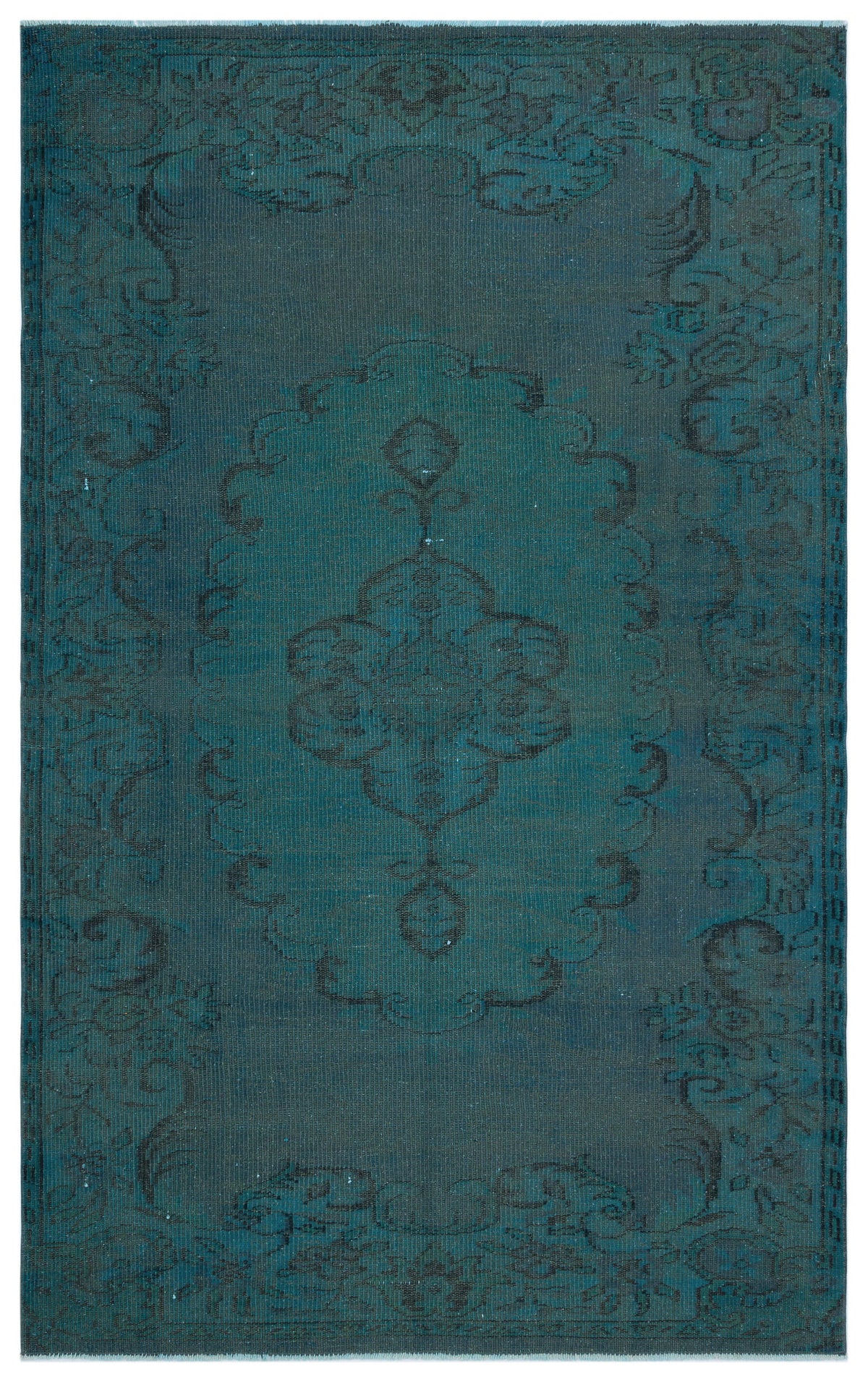Green Over Dyed Vintage Rug 5&#39;2&#39;&#39; x 8&#39;8&#39;&#39; ft 157 x 263 cm