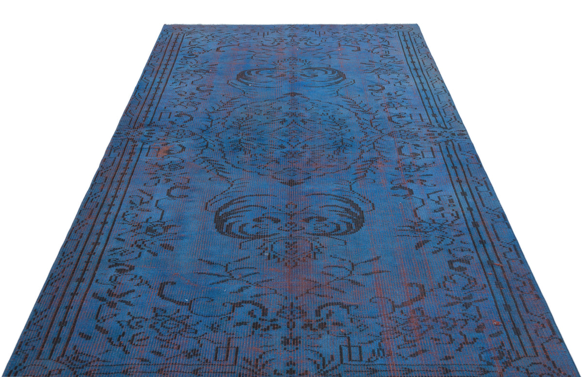 Blue Over Dyed Vintage Rug 5&#39;3&#39;&#39; x 8&#39;0&#39;&#39; ft 161 x 244 cm