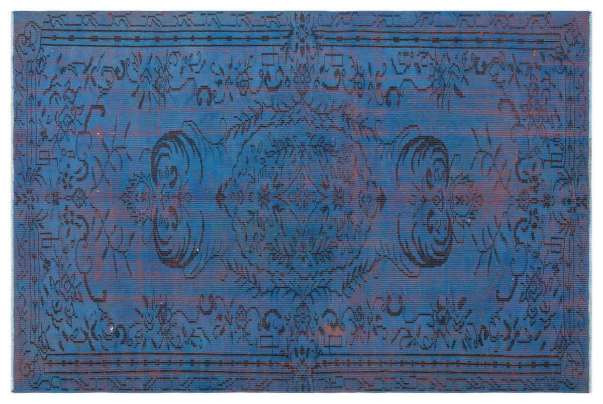Blue Over Dyed Vintage Rug 5&#39;3&#39;&#39; x 8&#39;0&#39;&#39; ft 161 x 244 cm