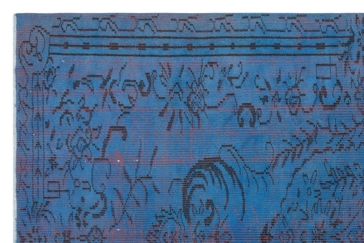 Blue Over Dyed Vintage Rug 5&#39;3&#39;&#39; x 8&#39;0&#39;&#39; ft 161 x 244 cm