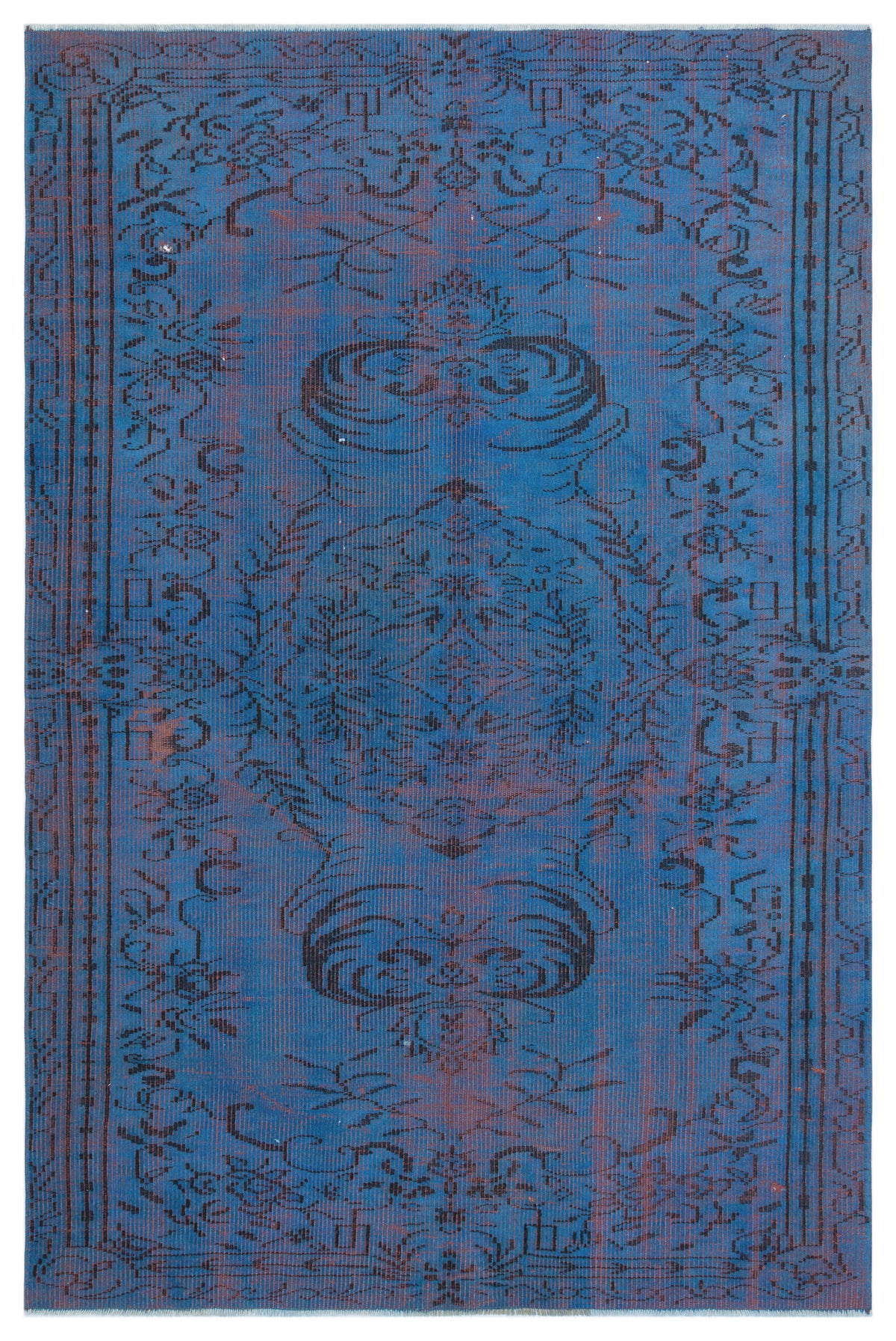Blue Over Dyed Vintage Rug 5&#39;3&#39;&#39; x 8&#39;0&#39;&#39; ft 161 x 244 cm