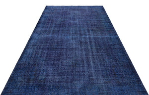 Blue Over Dyed Vintage Rug 5'8'' x 9'4'' ft 173 x 284 cm