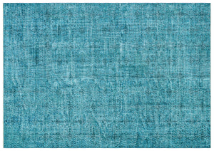 Turquoise  Over Dyed Vintage Rug 6'9'' x 9'6'' ft 205 x 290 cm