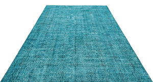 Turquoise  Over Dyed Vintage Rug 6'9'' x 9'6'' ft 205 x 290 cm