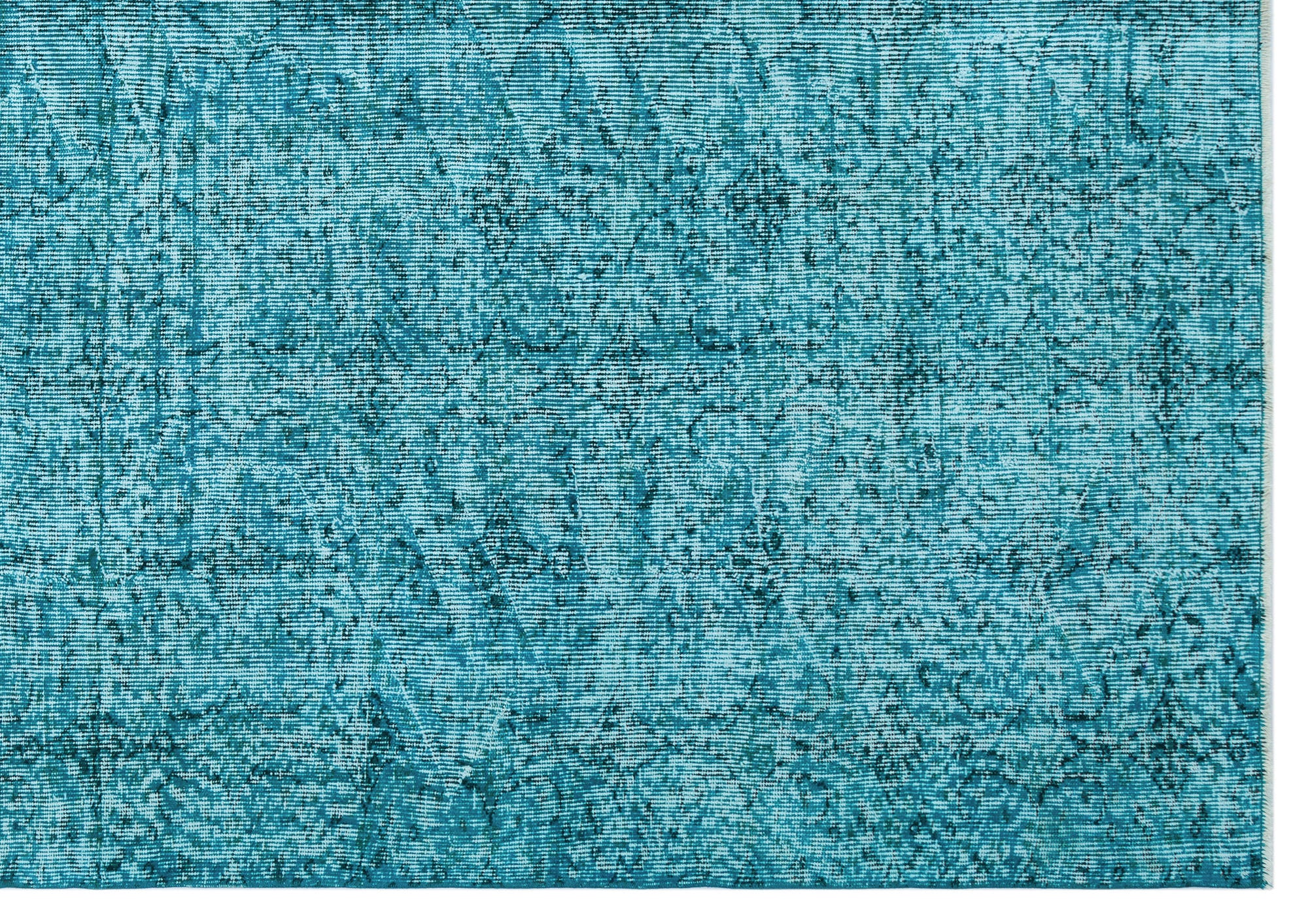 Turquoise  Over Dyed Vintage Rug 6'9'' x 9'6'' ft 205 x 290 cm