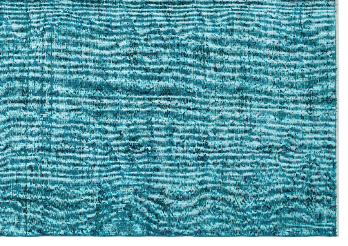 Turquoise  Over Dyed Vintage Rug 6&#39;9&#39;&#39; x 9&#39;6&#39;&#39; ft 205 x 290 cm