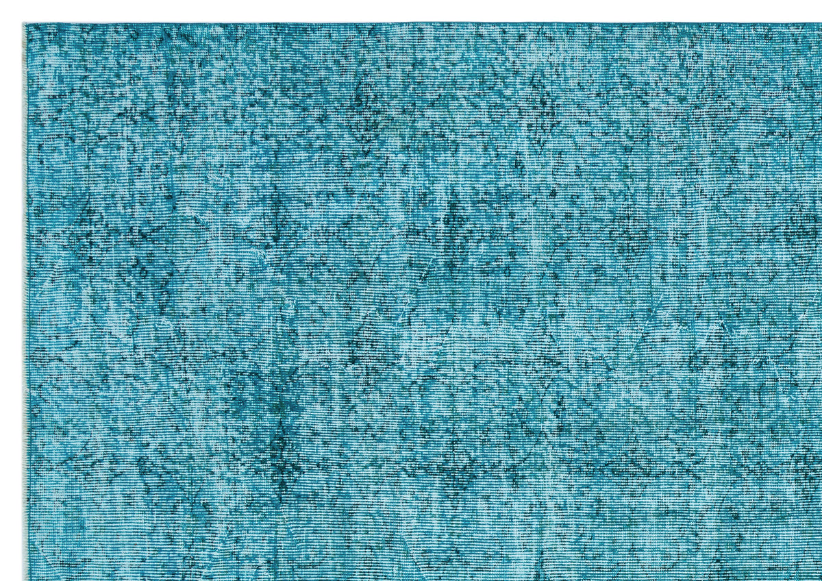 Turquoise  Over Dyed Vintage Rug 6&#39;9&#39;&#39; x 9&#39;6&#39;&#39; ft 205 x 290 cm