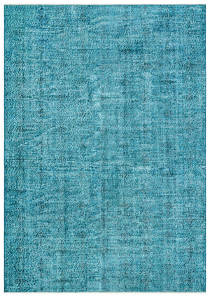 Turquoise  Over Dyed Vintage Rug 6'9'' x 9'6'' ft 205 x 290 cm