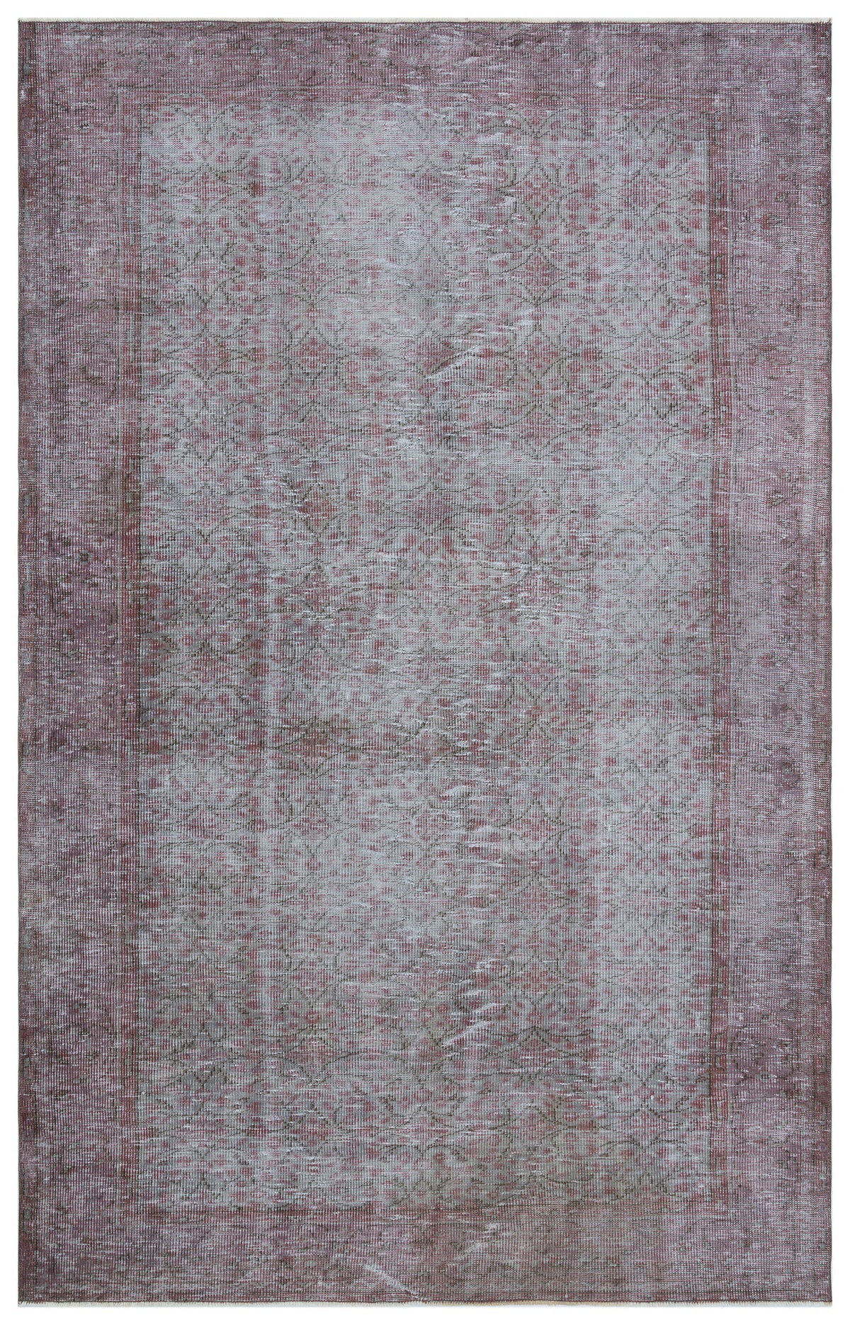 Gray Over Dyed Vintage Rug 5&#39;11&#39;&#39; x 9&#39;5&#39;&#39; ft 181 x 288 cm