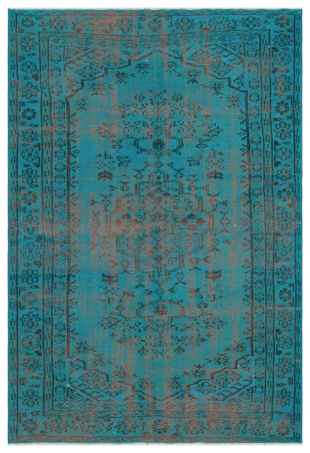 Gray Over Dyed Vintage Rug 4&#39;12&#39;&#39; x 7&#39;6&#39;&#39; ft 152 x 228 cm