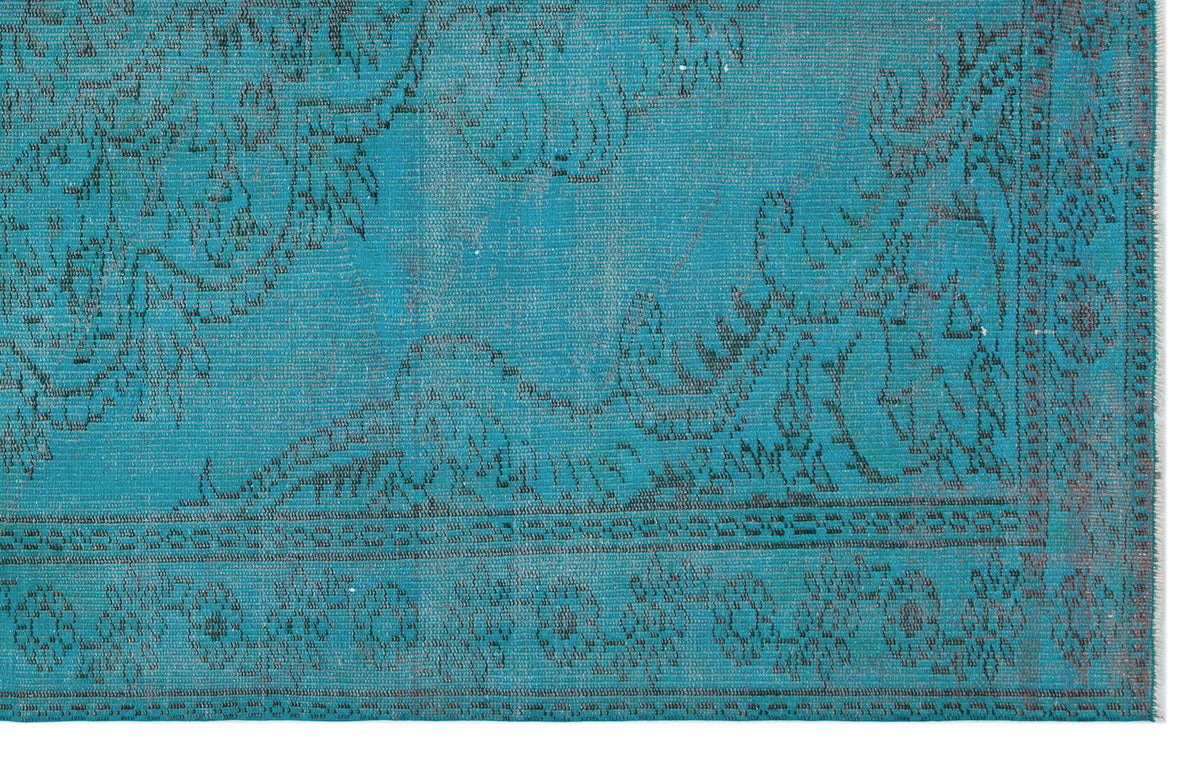 Turquoise  Over Dyed Vintage Rug 5&#39;6&#39;&#39; x 8&#39;10&#39;&#39; ft 167 x 268 cm