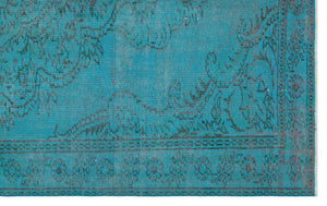 Turquoise  Over Dyed Vintage Rug 5'6'' x 8'10'' ft 167 x 268 cm