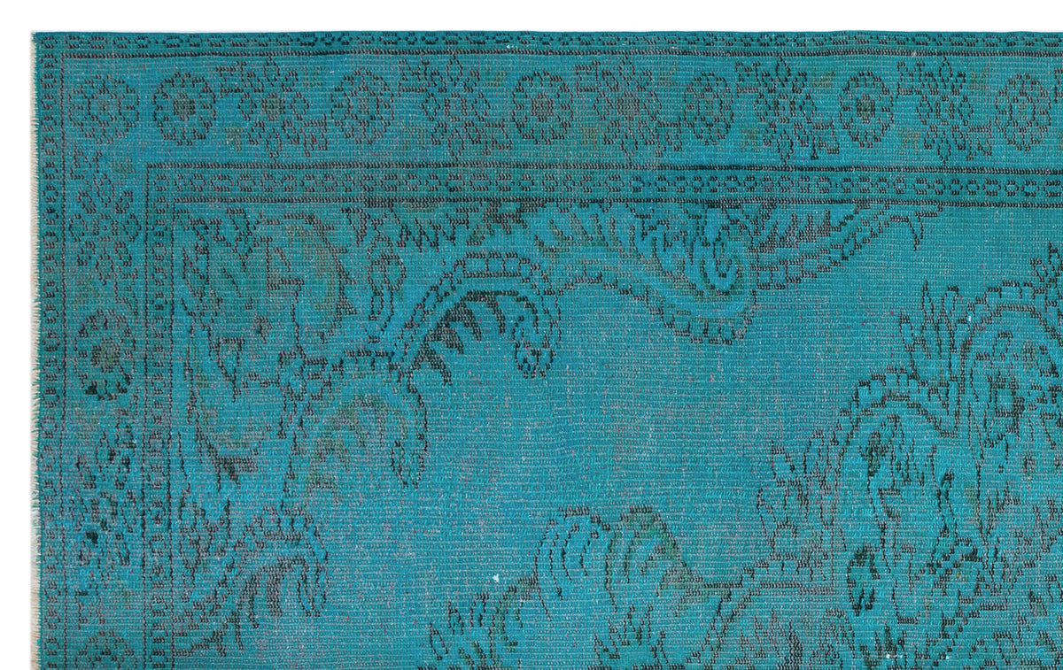 Turquoise  Over Dyed Vintage Rug 5&#39;6&#39;&#39; x 8&#39;10&#39;&#39; ft 167 x 268 cm