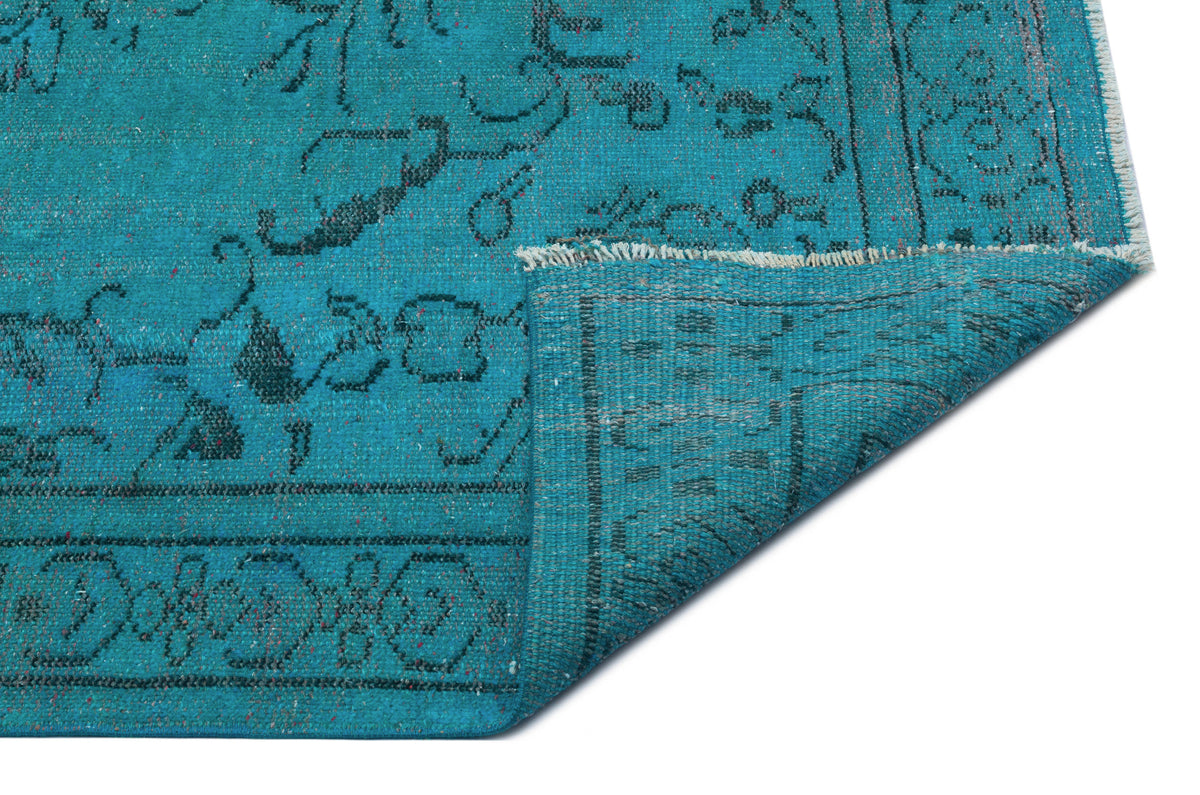 Turquoise  Over Dyed Vintage Rug 5&#39;5&#39;&#39; x 8&#39;10&#39;&#39; ft 166 x 270 cm