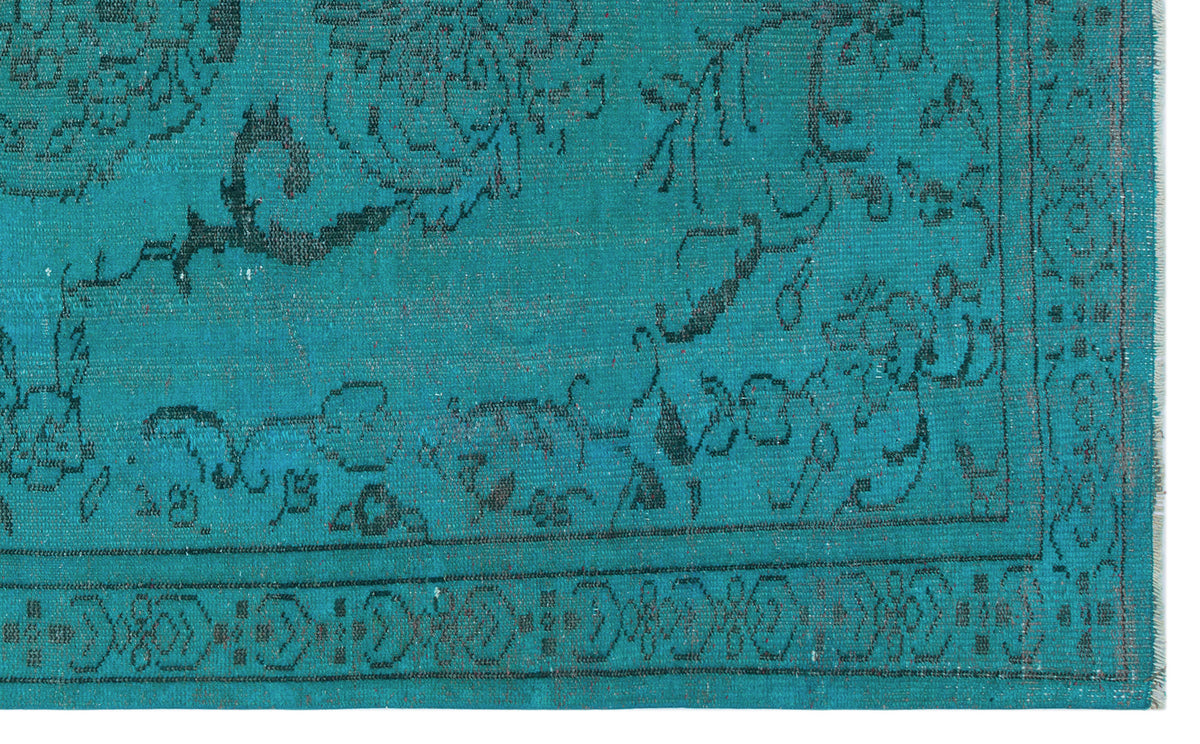 Turquoise  Over Dyed Vintage Rug 5&#39;5&#39;&#39; x 8&#39;10&#39;&#39; ft 166 x 270 cm