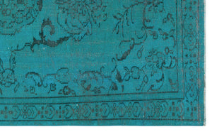 Turquoise  Over Dyed Vintage Rug 5'5'' x 8'10'' ft 166 x 270 cm