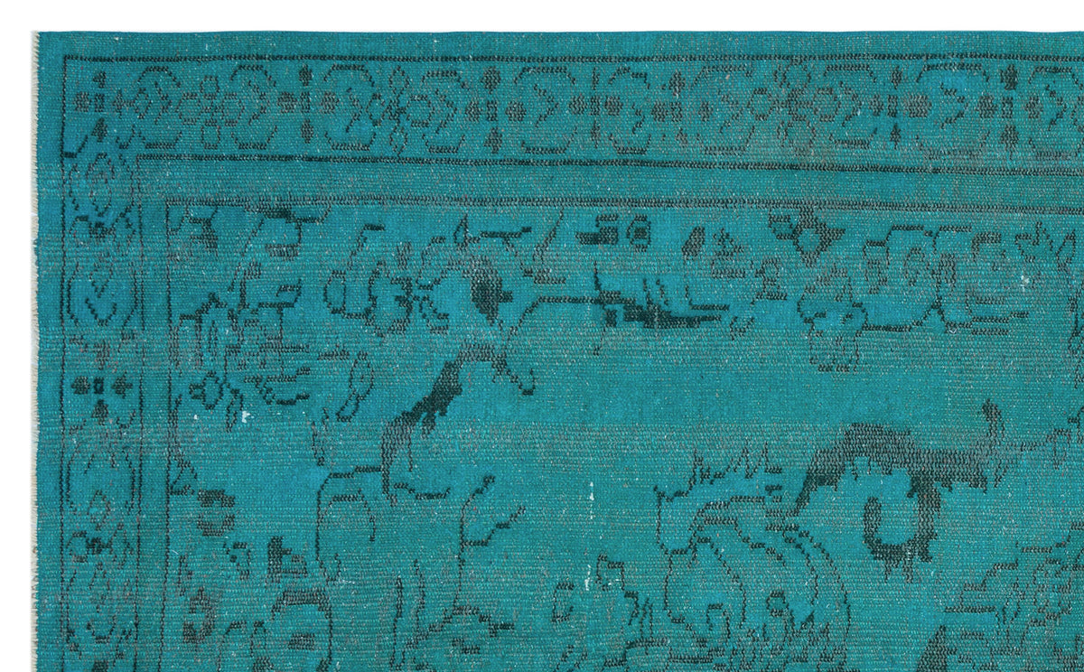 Turquoise  Over Dyed Vintage Rug 5&#39;5&#39;&#39; x 8&#39;10&#39;&#39; ft 166 x 270 cm