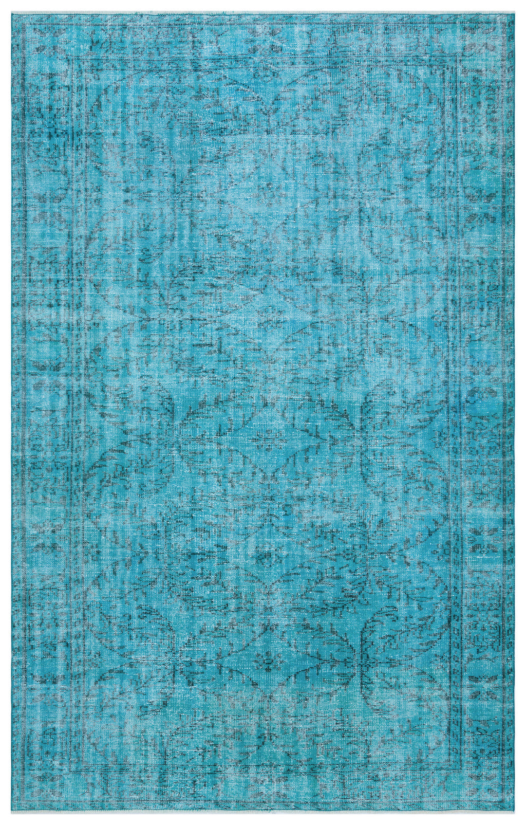 Turquoise  Over Dyed Vintage Rug 6'0'' x 9'6'' ft 183 x 290 cm