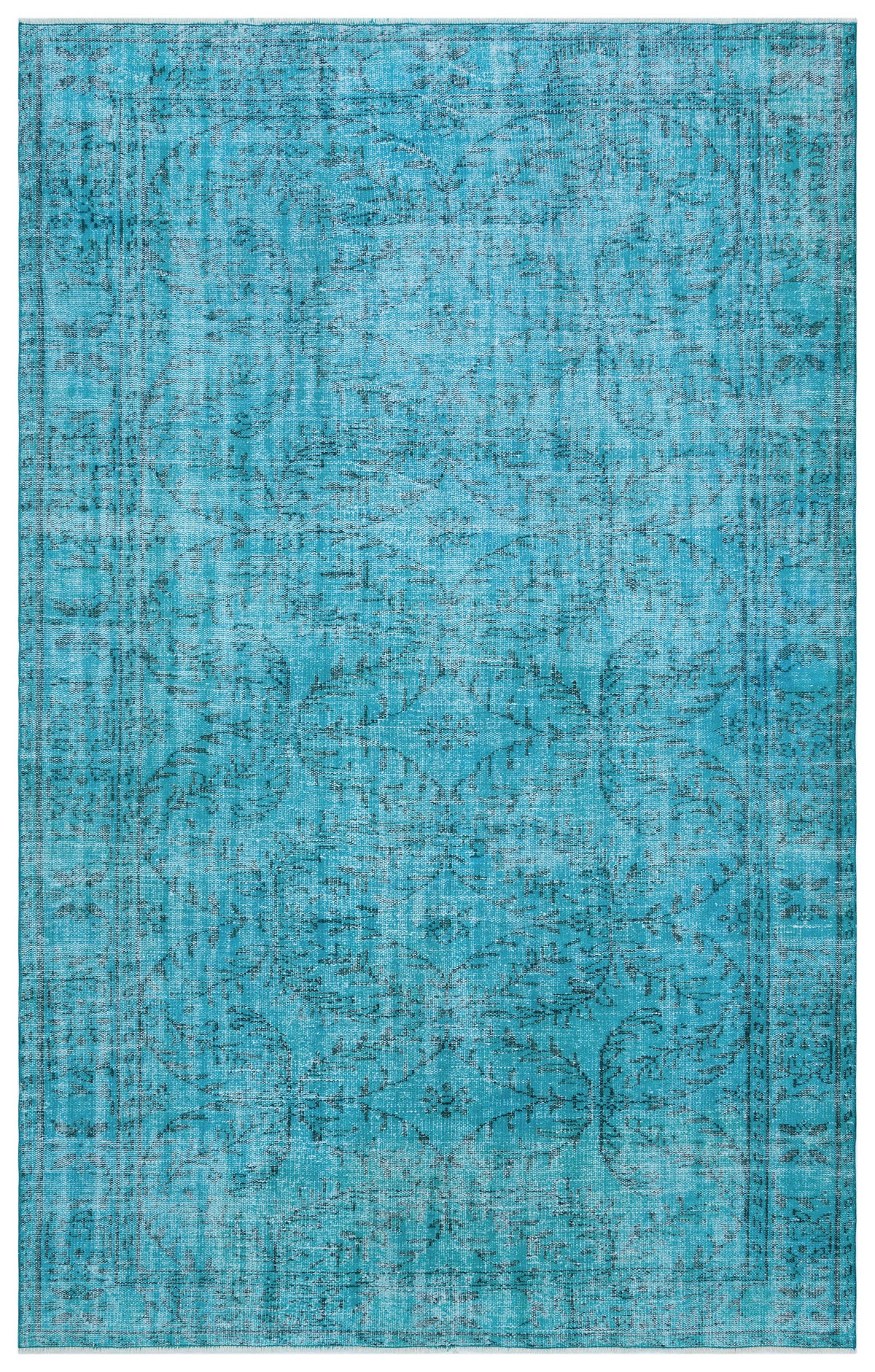 Turquoise  Over Dyed Vintage Rug 6&#39;0&#39;&#39; x 9&#39;6&#39;&#39; ft 183 x 290 cm