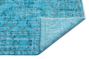 Turquoise  Over Dyed Vintage Rug 6'0'' x 9'6'' ft 183 x 290 cm