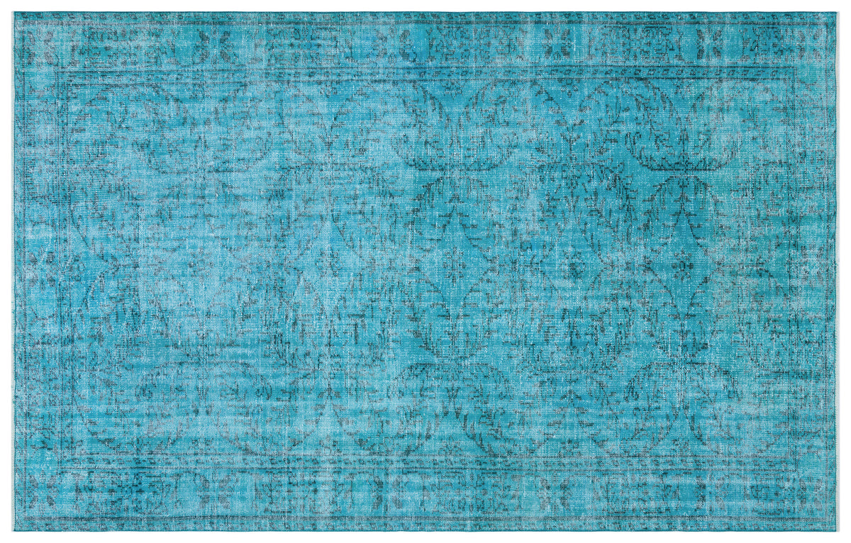 Turquoise  Over Dyed Vintage Rug 6&#39;0&#39;&#39; x 9&#39;6&#39;&#39; ft 183 x 290 cm