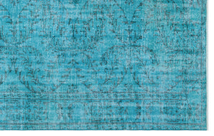 Turquoise  Over Dyed Vintage Rug 6'0'' x 9'6'' ft 183 x 290 cm