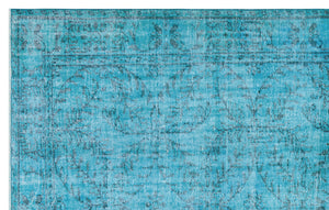 Turquoise  Over Dyed Vintage Rug 6'0'' x 9'6'' ft 183 x 290 cm