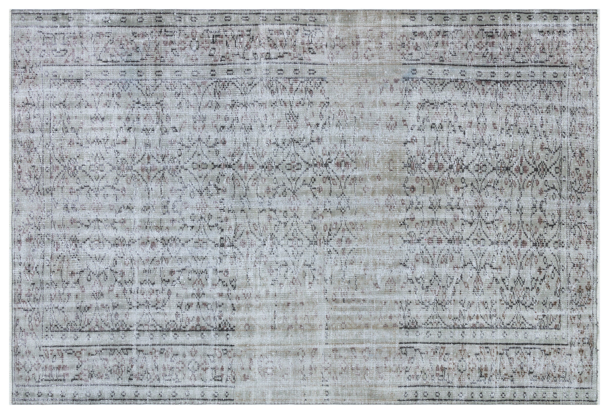 Gray Over Dyed Vintage Rug 5'10'' x 8'6'' ft 178 x 258 cm