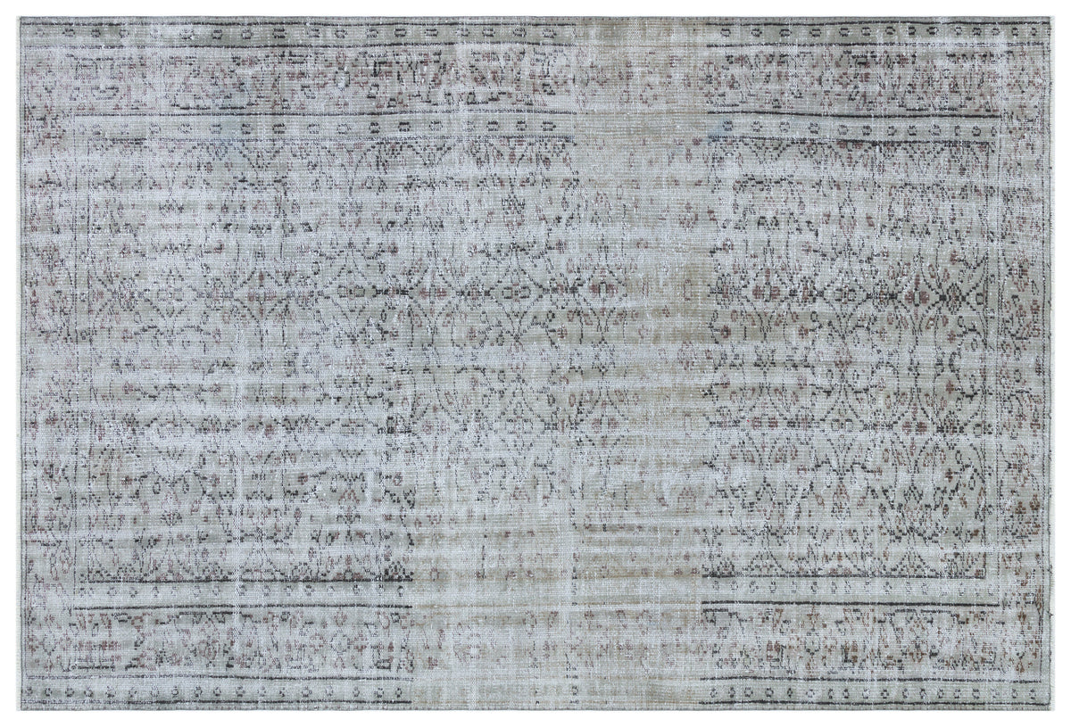 Gray Over Dyed Vintage Rug 5&#39;10&#39;&#39; x 8&#39;6&#39;&#39; ft 178 x 258 cm