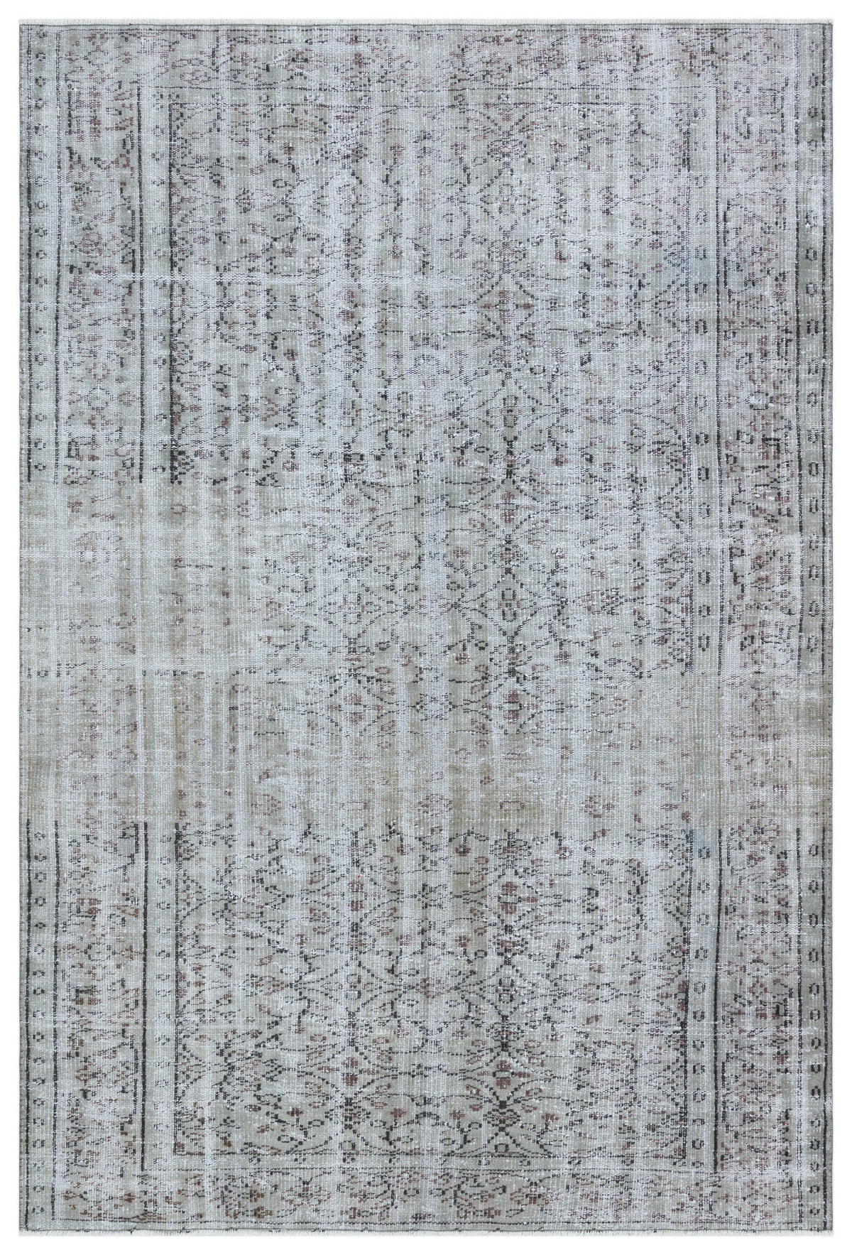 Gray Over Dyed Vintage Rug 5&#39;10&#39;&#39; x 8&#39;6&#39;&#39; ft 178 x 258 cm
