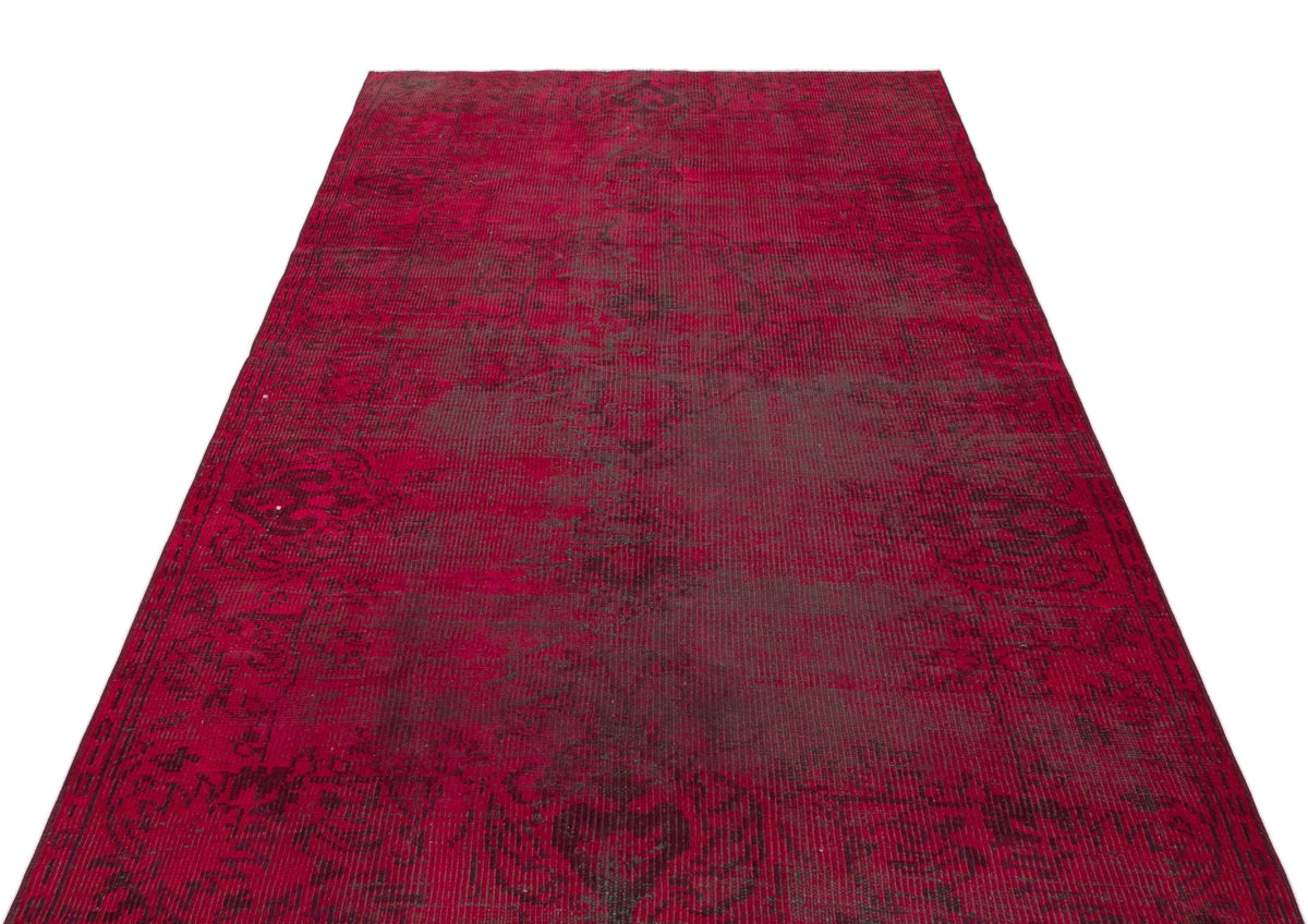 Red Over Dyed Vintage Rug 4&#39;9&#39;&#39; x 7&#39;10&#39;&#39; ft 146 x 238 cm