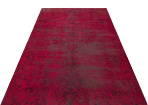 Red Over Dyed Vintage Rug 4'9'' x 7'10'' ft 146 x 238 cm