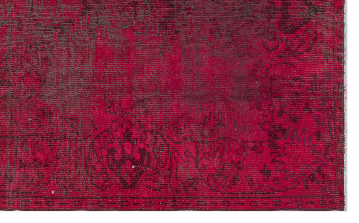 Red Over Dyed Vintage Rug 4&#39;9&#39;&#39; x 7&#39;10&#39;&#39; ft 146 x 238 cm