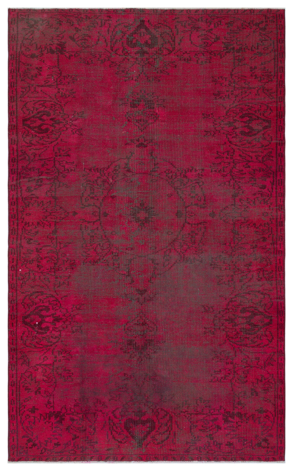 Red Over Dyed Vintage Rug 4&#39;9&#39;&#39; x 7&#39;10&#39;&#39; ft 146 x 238 cm