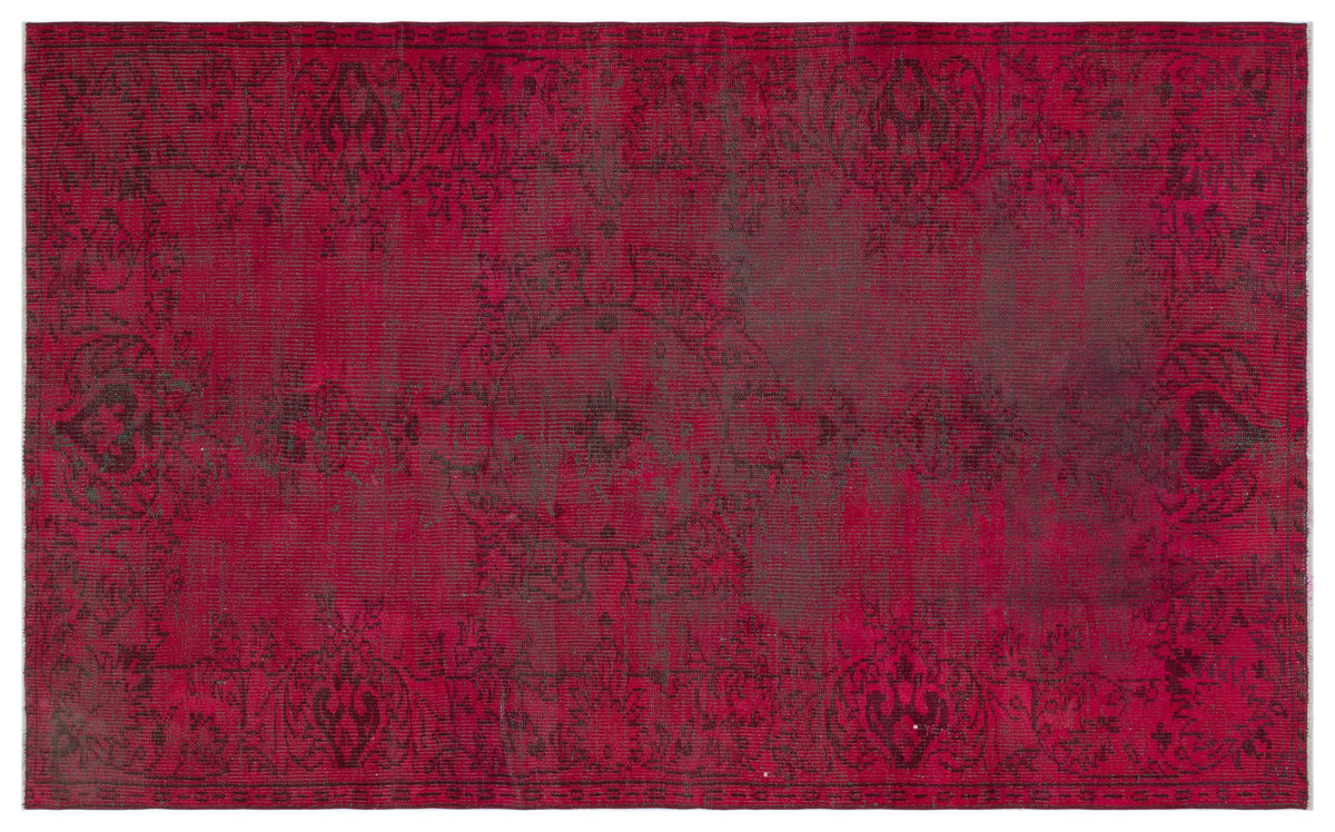 Red Over Dyed Vintage Rug 4&#39;9&#39;&#39; x 7&#39;10&#39;&#39; ft 146 x 238 cm