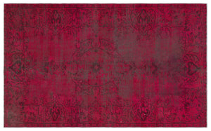 Red Over Dyed Vintage Rug 4'9'' x 7'10'' ft 146 x 238 cm