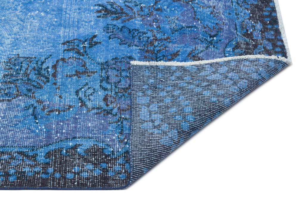 Blue Over Dyed Vintage Rug 5'8'' x 9'3'' ft 172 x 282 cm