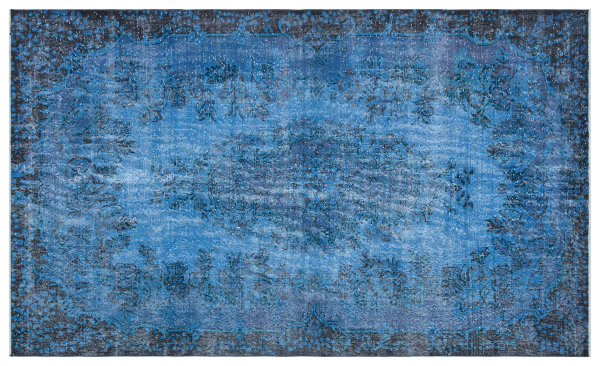 Blue Over Dyed Vintage Rug 5&#39;8&#39;&#39; x 9&#39;3&#39;&#39; ft 172 x 282 cm