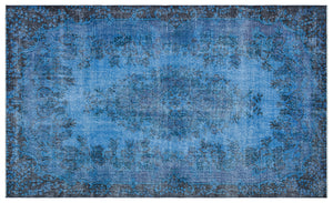Blue Over Dyed Vintage Rug 5'8'' x 9'3'' ft 172 x 282 cm