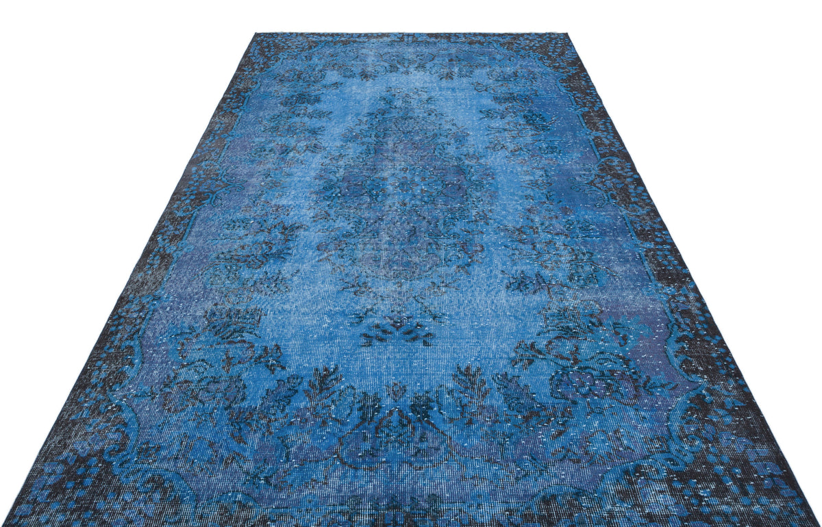 Blue Over Dyed Vintage Rug 5&#39;8&#39;&#39; x 9&#39;3&#39;&#39; ft 172 x 282 cm