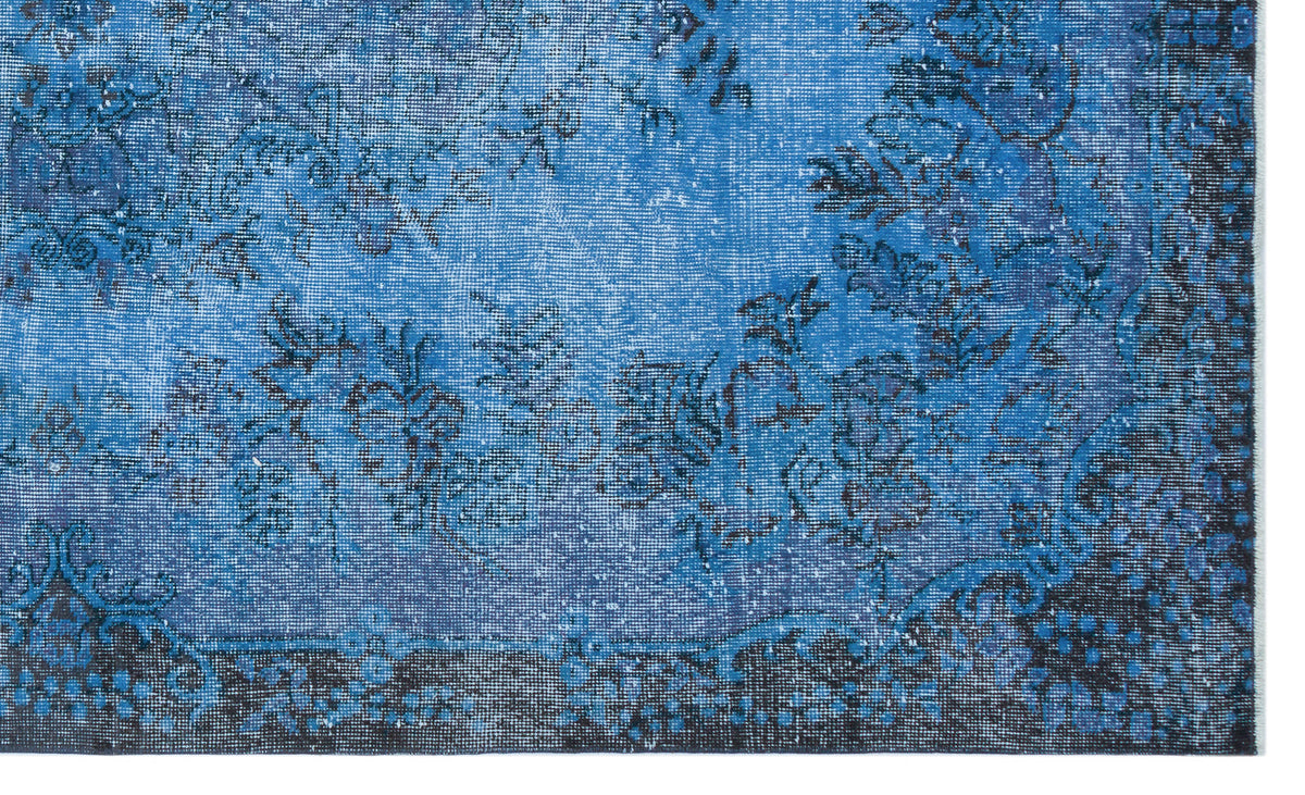 Blue Over Dyed Vintage Rug 5&#39;8&#39;&#39; x 9&#39;3&#39;&#39; ft 172 x 282 cm