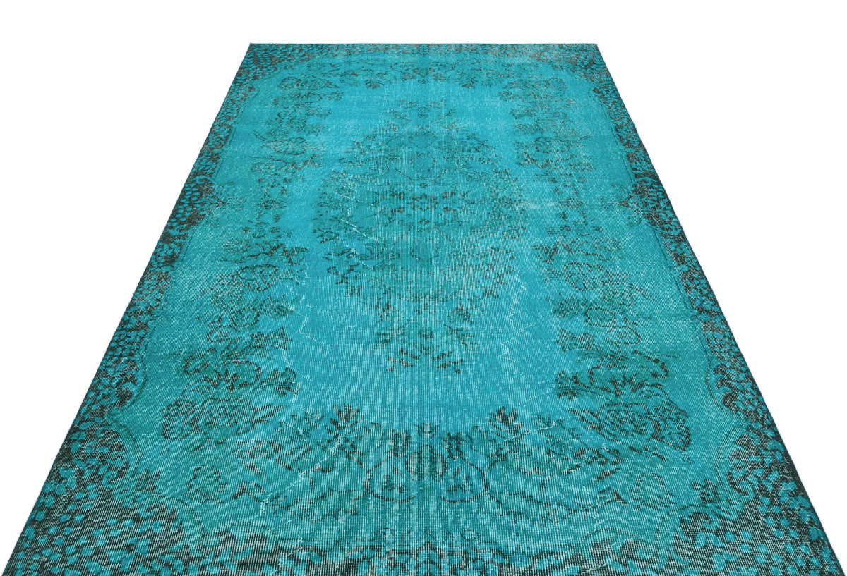 Turquoise  Over Dyed Vintage Rug 5&#39;2&#39;&#39; x 8&#39;8&#39;&#39; ft 158 x 263 cm