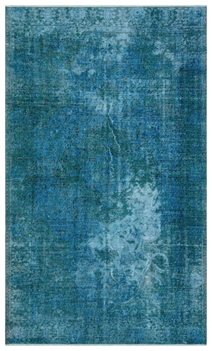 Turquoise  Over Dyed Vintage Rug 5'0'' x 8'5'' ft 153 x 256 cm